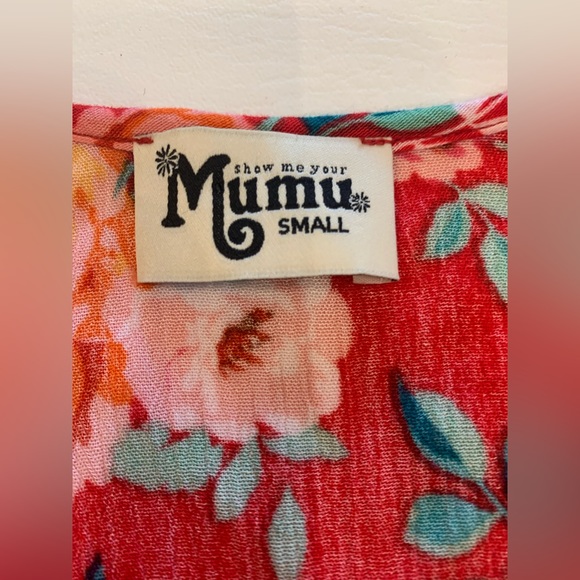 Show Me Your MUMU Pet a Boo tunic red floral, small, cold shoulder (H) - Picture 4 of 5